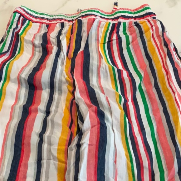 Wide leg white striped printed flare pants, one size fits all. - Picture 4 of 5